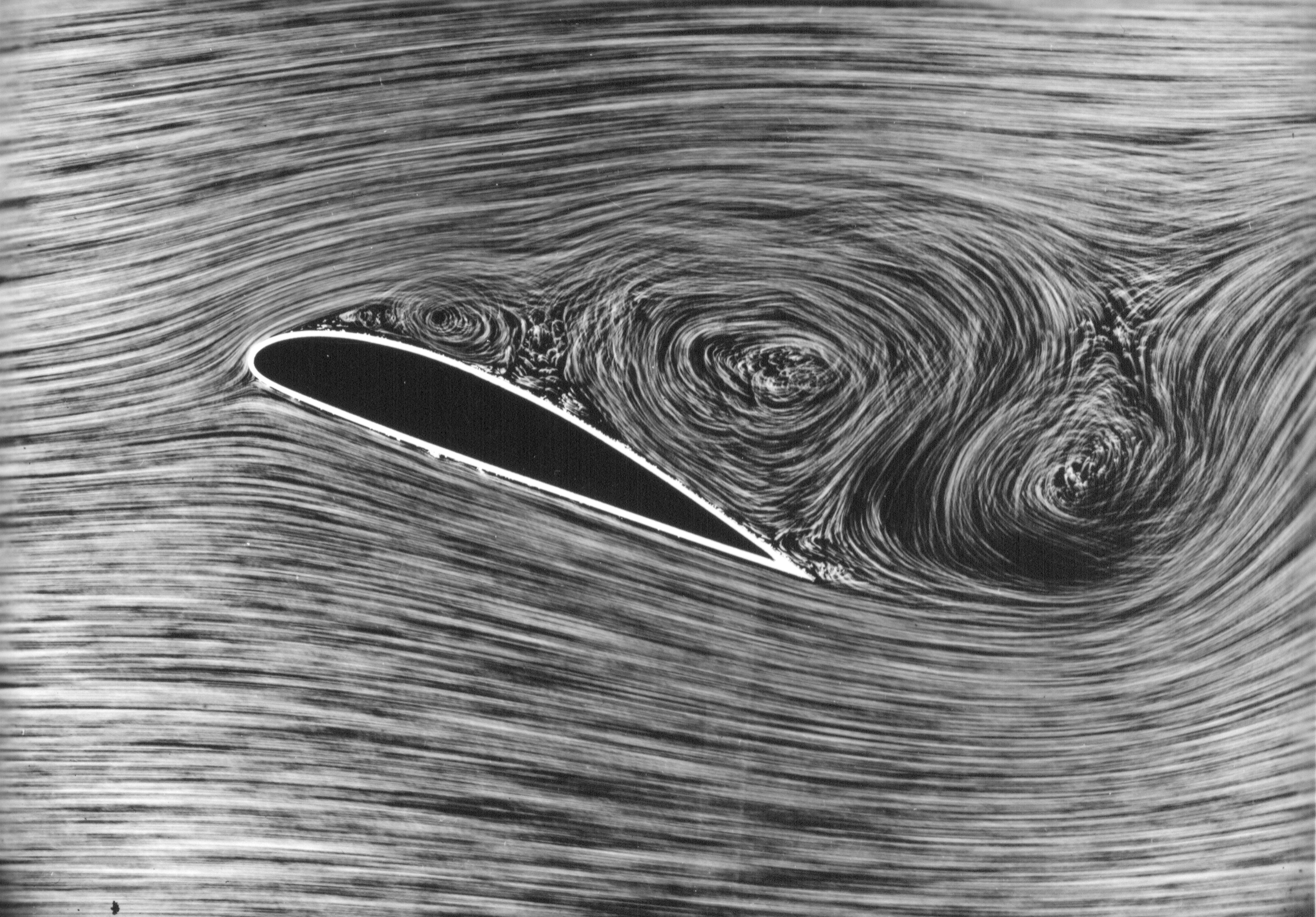 right A 1905 photograph from a wind tunnel